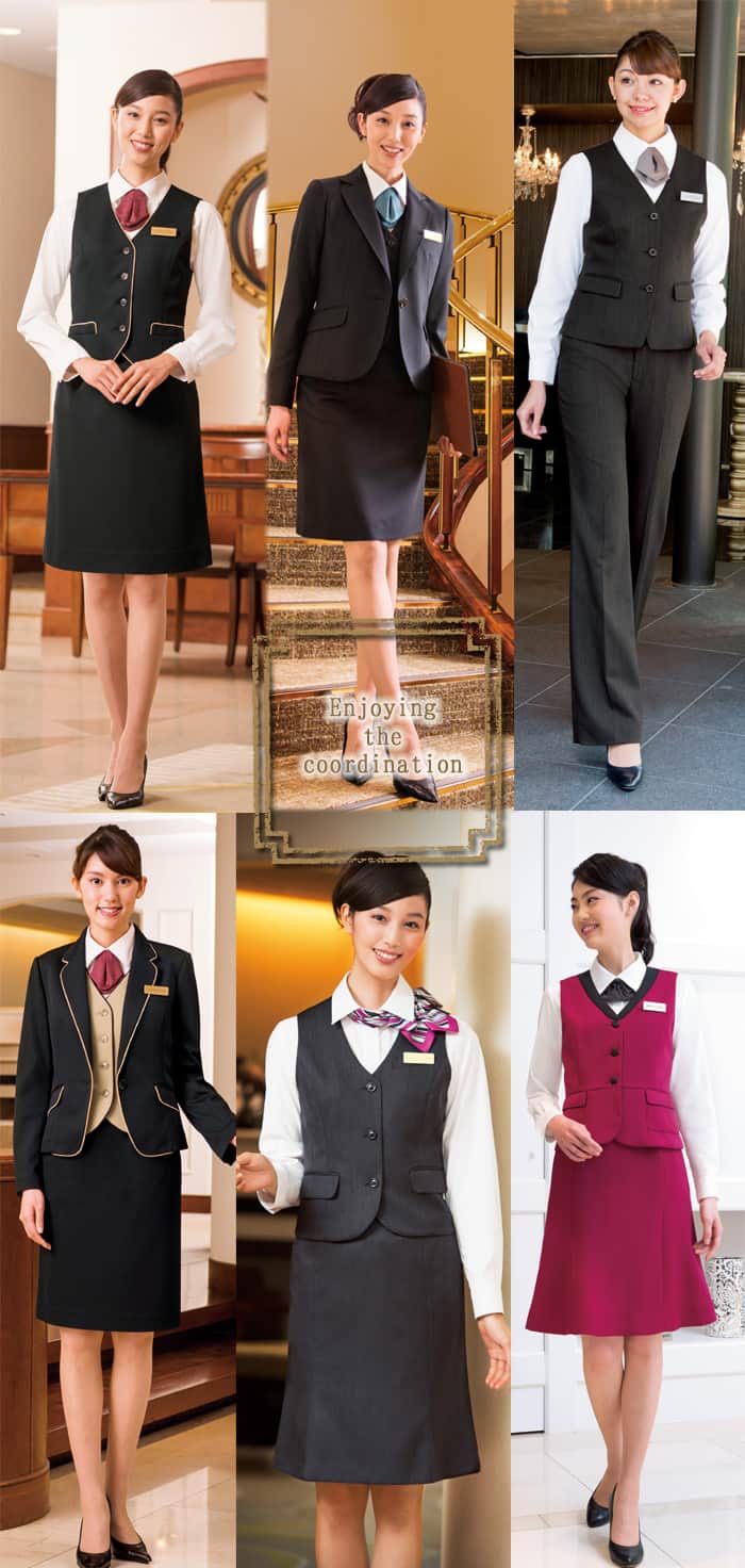 長袖ブラウス 安心品質ハンサムなシルエット ホテル受付オフィス制服(2色)[女性用] モデル着用イメージ