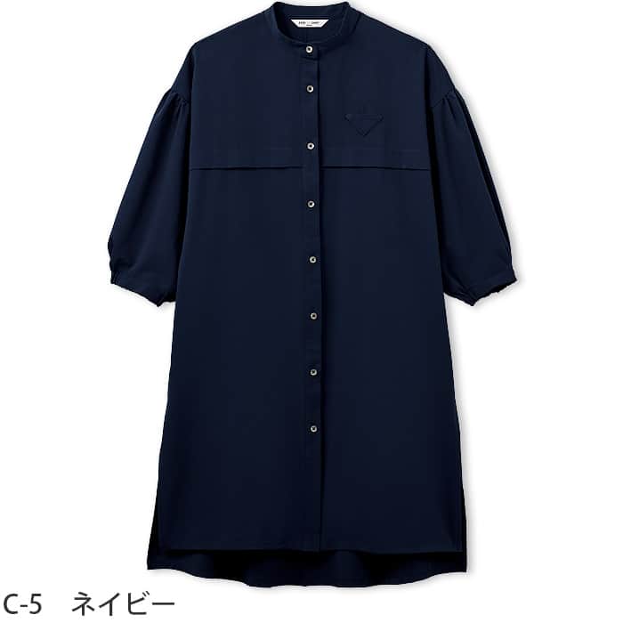 ロングシャツ　六分袖　スタンドカラー【女性用】　両脇スリットあり　AS8902　カラー