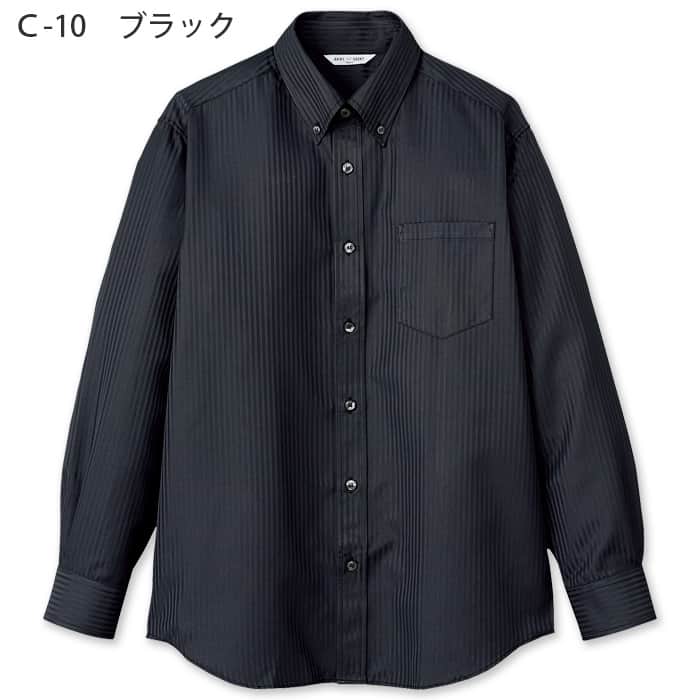 長袖・形態安定★ボタンダウンシャツ【Men's】高級感のあるシャドーストライプ　色