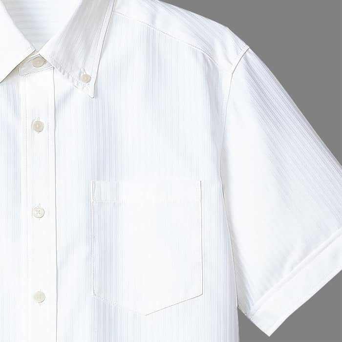 半袖・形態安定★ボタンダウンシャツ【Men's】高級感のあるシャドーストライプ　スペック