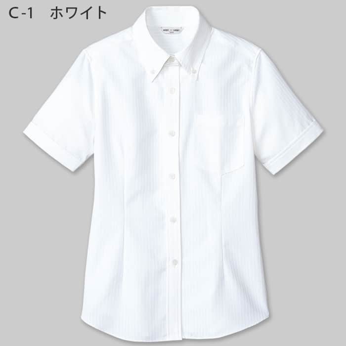 半袖・形態安定★高機能ボタンダウンシャツ【女性用】高級感のあるシャドーストライプ　色