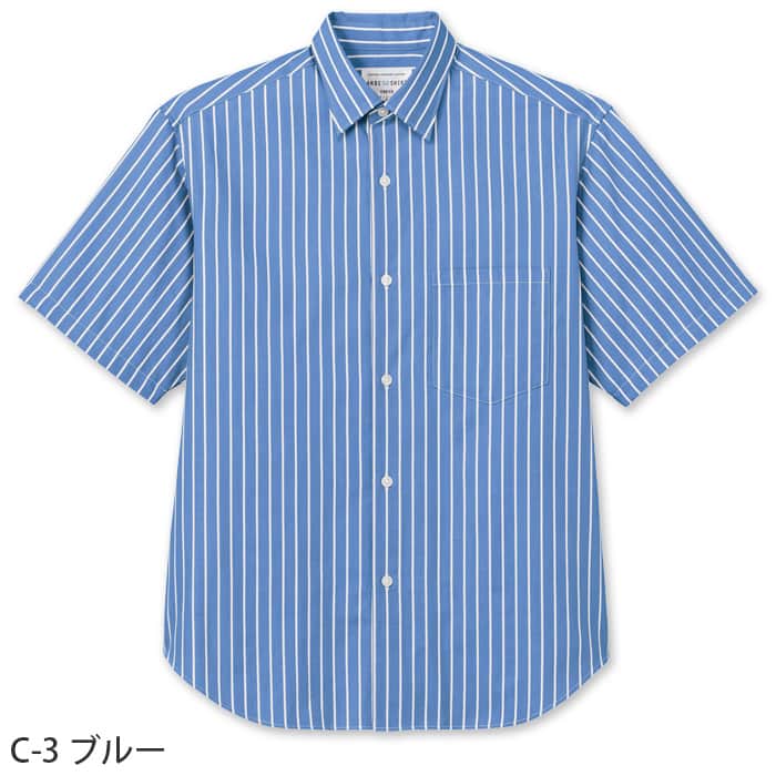 ストライプ柄 半袖 レギュラーカラーシャツ4色【男女兼用】オーバーシルエット　色