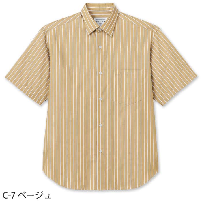 ストライプ柄 半袖 レギュラーカラーシャツ4色【男女兼用】オーバーシルエット　色
