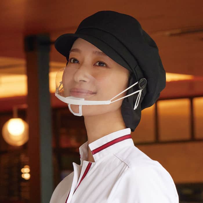 HACCP支援　マスク掛け&毛髪ネット付き　帽子【3色】兼用　モデル