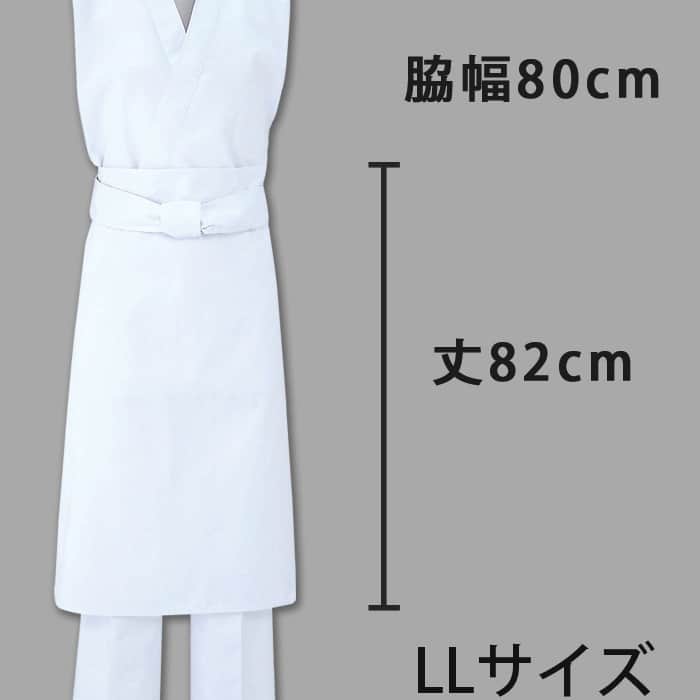 厨房・調理前掛　綿ポリ(双糸ツイル)　白　3サイズ(M、L、LL)　色
