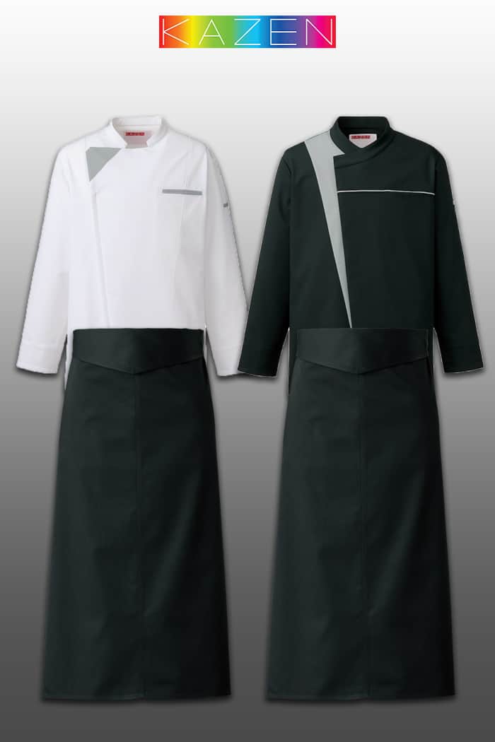 飲食店、サービス店制服ユニフォームはスタイリングから選ぶ　”KAZEN New York” アート作品のようなデザインコックコート