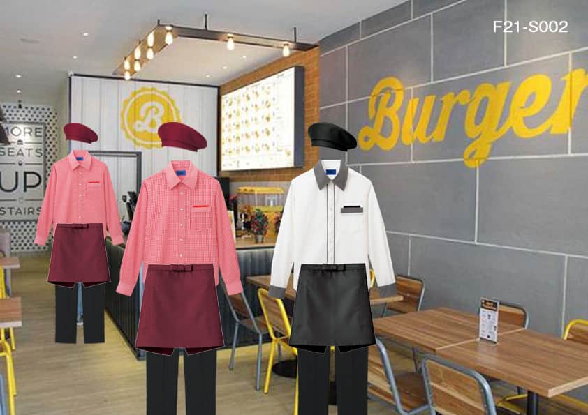 飲食店制服コーディネート　ドラマの衣装で使われてるのと同じのハンバーガーショップの店舗スタッフコーデ