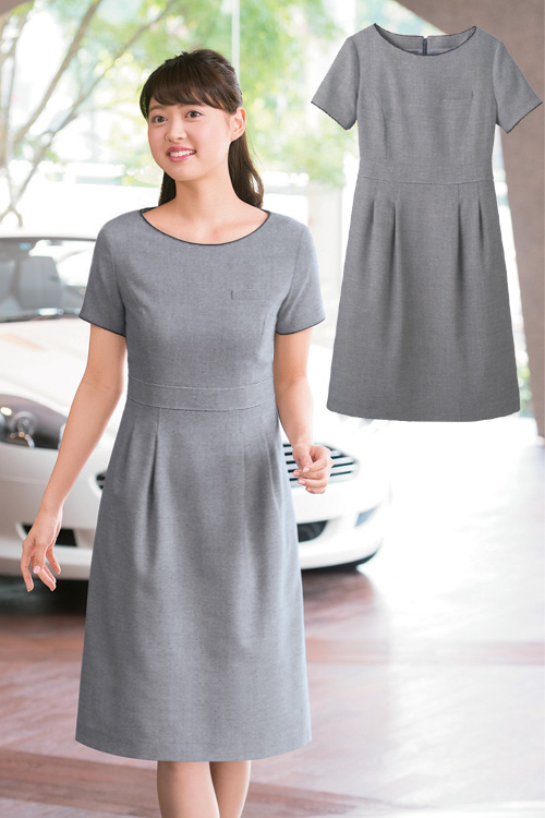 【販売店・コンシェルジュ・ホテル受付フロント制服】ワンピース(グレー)