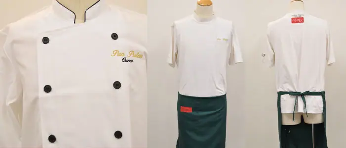 オリジナル制服製作実績 ネーム刺繍 /パンプラス様/飲食店サービス制服ユニフォームナイスユニ