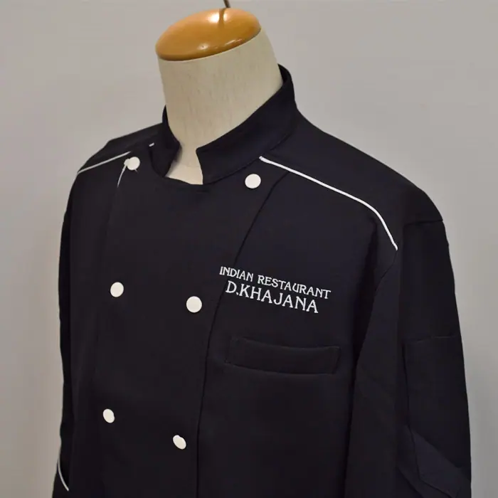 オリジナル制服製作実績 ネームゴ刺繍 /D.KHAJANA様/飲食店サービス制服ユニフォームナイスユニ