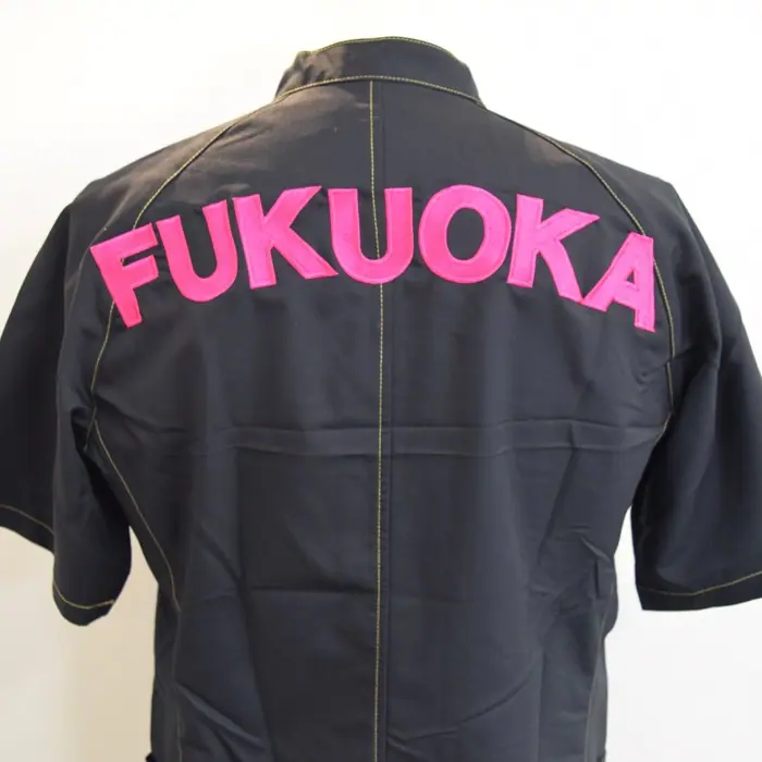 オリジナル制服製作実績 ロゴ刺繍 /福岡県理容共同組合様/飲食店サービス制服ユニフォームナイスユニ