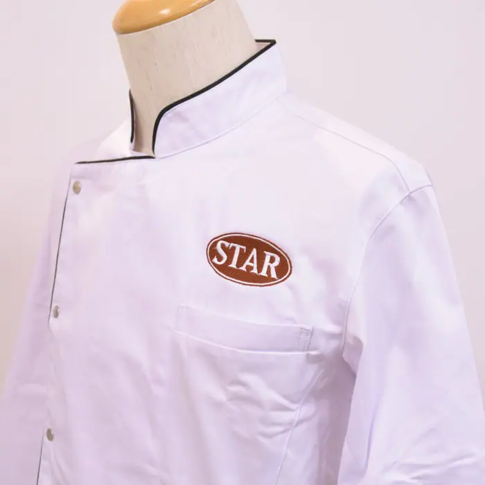 オリジナル制服製作実績 ロゴ刺繍 /ものまねエンターテイメントハウスSTAR 様/飲食店サービス制服ユニフォームナイスユニ