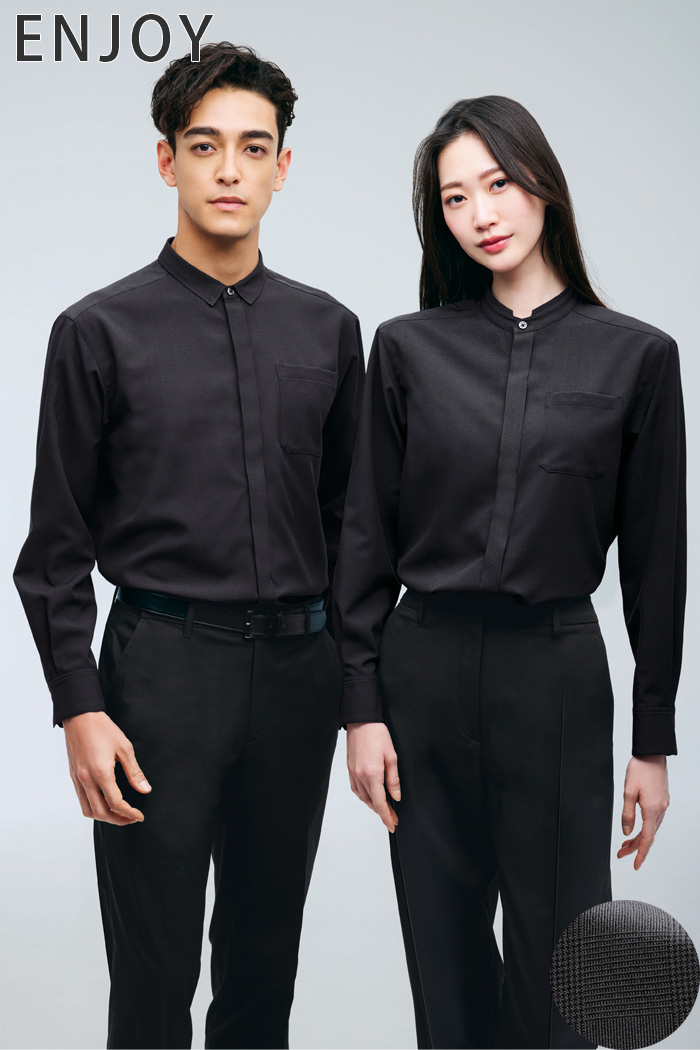 【ホテル・受付ユニフォームはコーデから選ぶ】上品なグレンチェック柄シャツでコーディネート