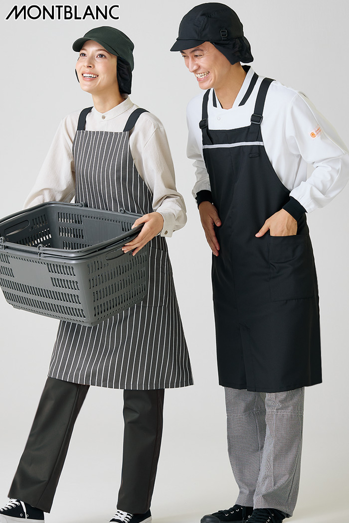 【飲食店ユニフォームはコーデから選ぶ】スーパーマーケットスタイル　ブラック&グレーコーディネート