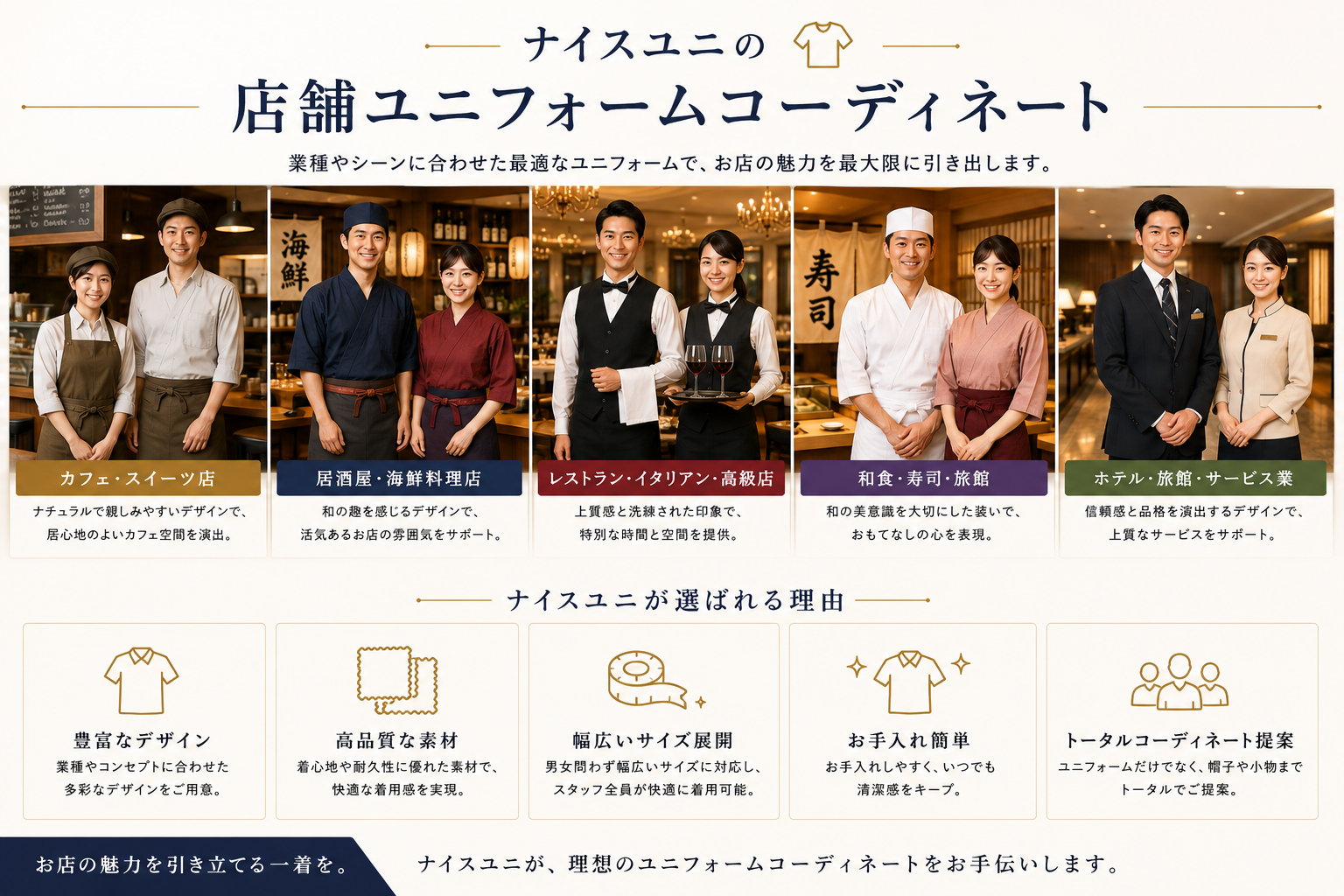 ナイスユニの店舗ユニフォームコーディネート