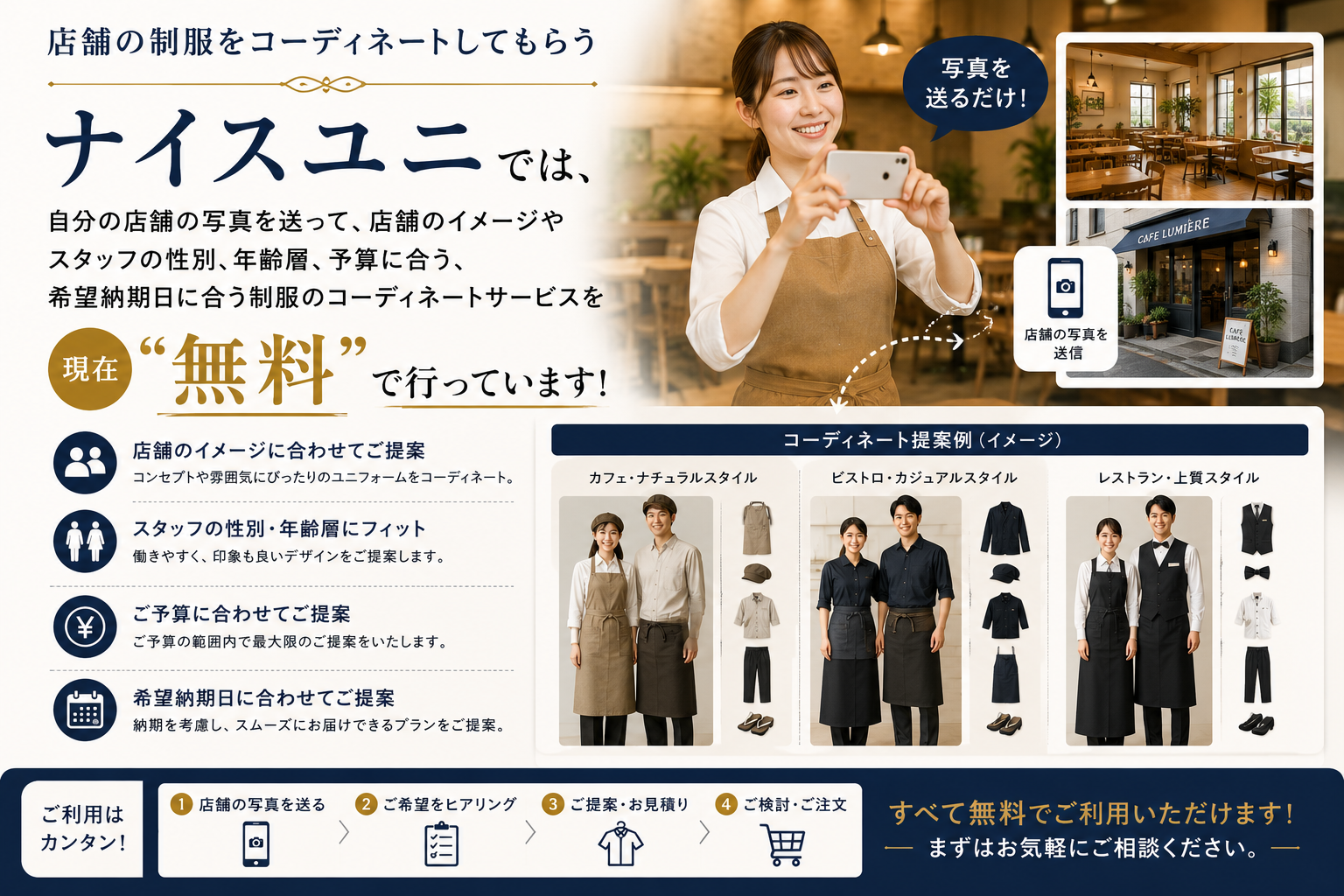 ナイスユニの制服コーディネート依頼