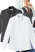 業務用制服フォーマルピンタック・ウイングカラーシャツ(長袖)レディース(女)2色