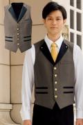業務用制服　襟付きフォーマルベスト(男)高級感があり個性的なデザイン   飾り金ボタン付き