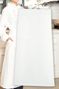 飲食店、販売店制服ロングエプロン(白)　丈80cm以上の長いタイプ　綿ポリ混合