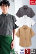【飲食店販売店制服】ボタンダウンシャツ　半袖【兼用】3色　カジュアルスタイル　家庭洗濯可