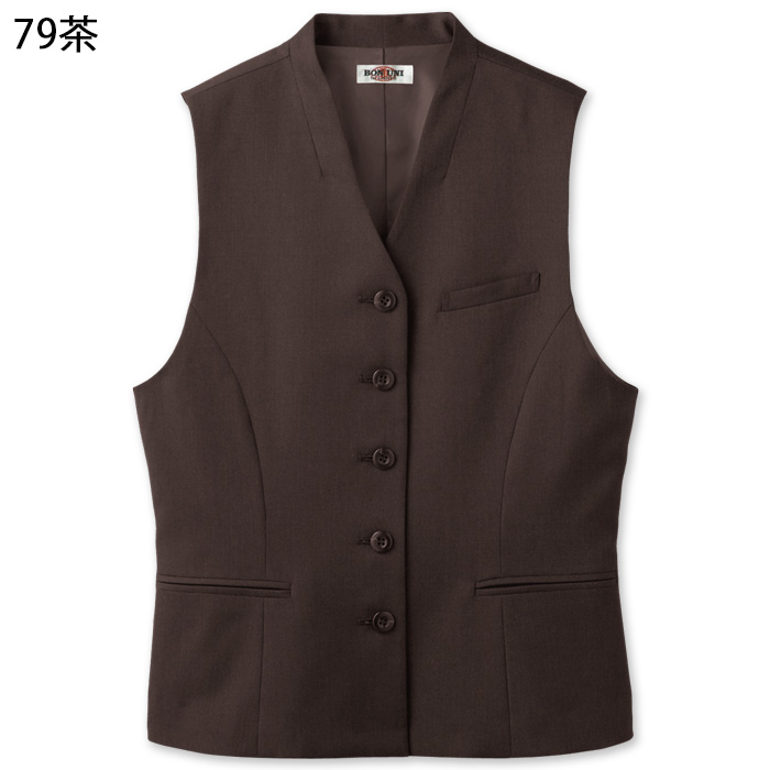 【飲食店販売店制服】襟なしミニヘリンボーンベスト3色【女性用】見る角度で表情変わる上品な仕上がり　色