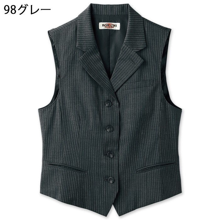 【飲食店販売店制服】襟付きチャコールグレーベスト【女性用】重厚感のあるシャドーストライプ柄 色
