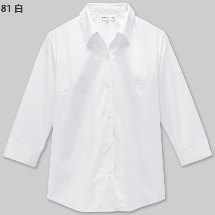 【飲食店販売店制服】5～19号サイズ　高ストレッチ 開襟スキッパー七分袖シャツ【女性用】　色