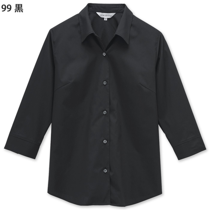 【飲食店販売店制服】5～19号サイズ　高ストレッチ 開襟スキッパー七分袖シャツ【女性用】　色