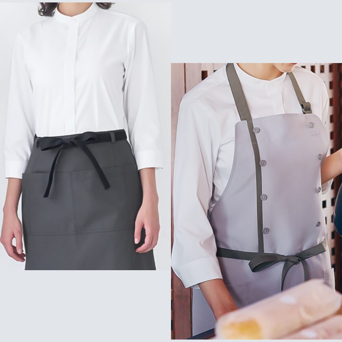 【飲食店販売店制服】SSS〜6Lサイズ 透けない高ストレッチ スタンドカラー七分袖シャツ【兼用】 生地スペック