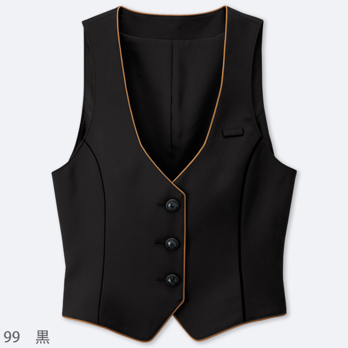 【飲食店販売店制服】パイピングがアクセント ベスト【女性用】きれいめでフェミニンなアイテム　色