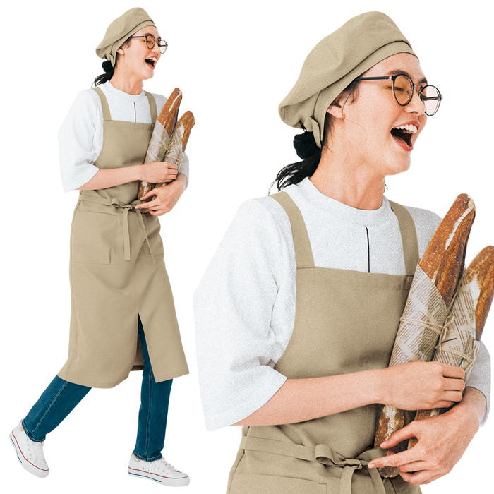 ベレー帽　耐塩素　撥水　撥油　防汚　制電　カフェ制服　飲食制服　　モデル