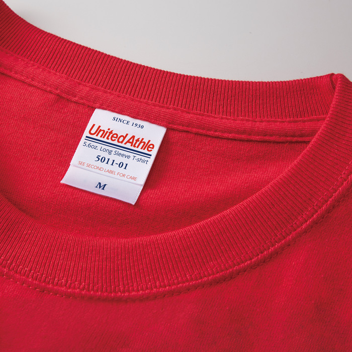 5.6オンス 長袖Tシャツ(男女兼用)袖リブ 綿100%定番の厚さ　スペック