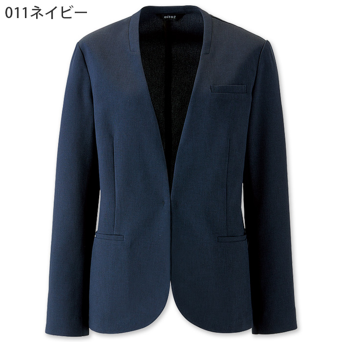 【飲食店販売店制服】レディースノーカラージャケット【女性用5~23号】軽量・タテにもヨコにも伸びるストレッチ　色