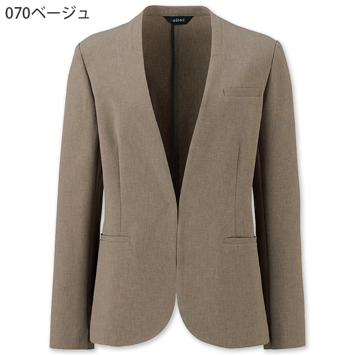 【飲食店販売店制服】レディースノーカラージャケット【女性用5~23号】軽量・タテにもヨコにも伸びるストレッチ　色