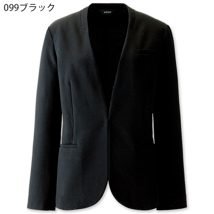 【飲食店販売店制服】レディースノーカラージャケット【女性用5~23号】軽量・タテにもヨコにも伸びるストレッチ　色