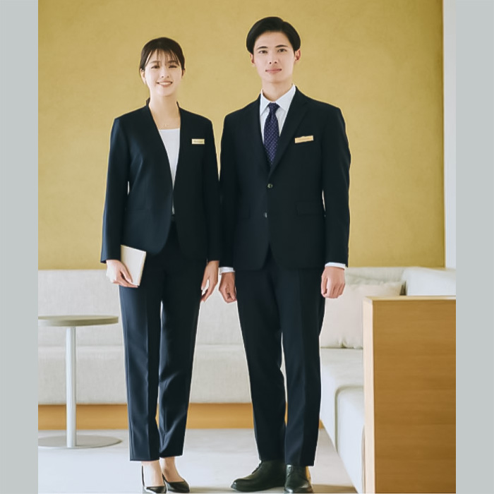 【飲食店販売店制服】レディースノーカラージャケット【女性用5~23号】軽量・タテにもヨコにも伸びるストレッチ　スペック