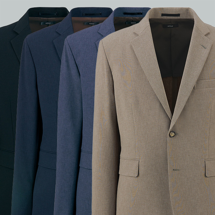 【飲食店販売店制服】メンズテーラードジャケット【男性用S~5L】軽量・タテにもヨコにも伸びるストレッチ スペック