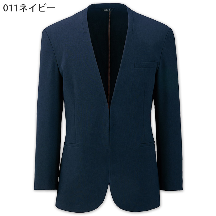 【飲食店販売店制服】メンズノーカラージャケット【男性用S~5L】軽量・タテにもヨコにも伸びるストレッチ　色