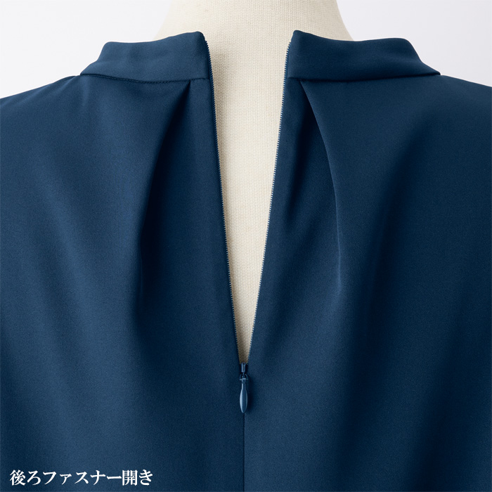 【ホテル飲食店受付・販売店制服】1枚で着映える、エコ素材　ストレッチスタンドカラーカットソー(七分袖)　スペック