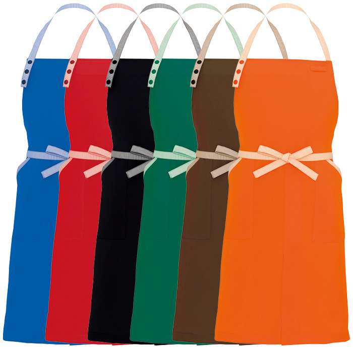 【飲食店販売店制服】紐ストライプ柄 首掛け胸当てエプロン【6色】丈80.5cm スペック