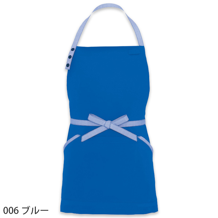 【飲食店販売店制服】紐ストライプ柄 ミニタイプ首掛け胸当てエプロン【6色】丈62cm 小柄な女性にもオススメ 色