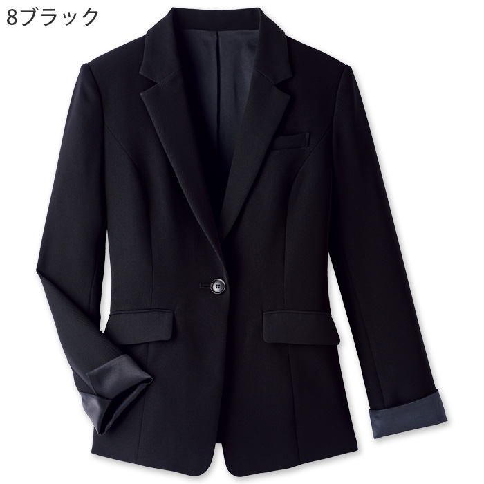 【ホテル・受付制服】　漆黒ブラック テーラージャケット　濃く、深く、研ぎ澄まされた「黒」　色