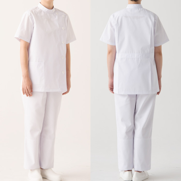 【栄養士・薬局】【栄養士・薬局】五分袖白衣【女性用】きちんと見えるメディカルタイプ　スペック