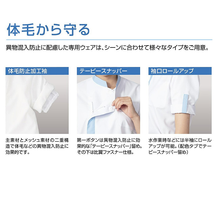 給食産業におススメコックシャツ七分袖【男女兼用】