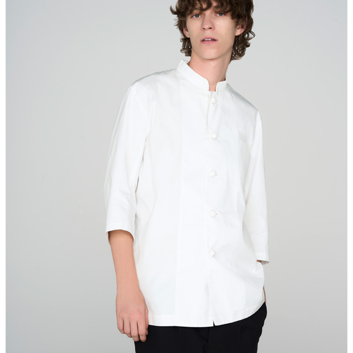 【飲食店販売店制服】 七分袖シングルコックコート　【兼用】　綿ポリツイル　SS～5Lサイズ　色