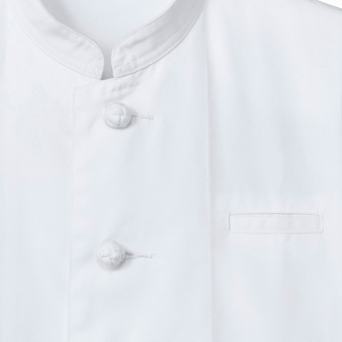 【飲食店販売店制服】 七分袖シングルコックコート　【兼用】　綿ポリツイル　SS～5Lサイズ　スペック