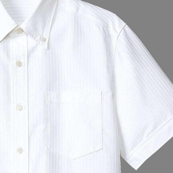 半袖・形態安定★ボタンダウンシャツ【Men's】高級感のあるシャドーストライプ　スペック