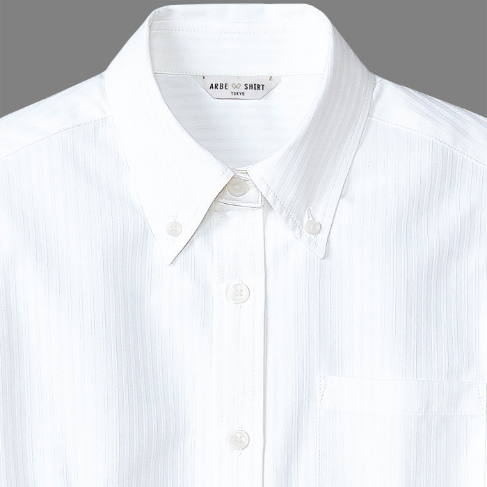 半袖・形態安定★高機能ボタンダウンシャツ【女性用】高級感のあるシャドーストライプ　スペック