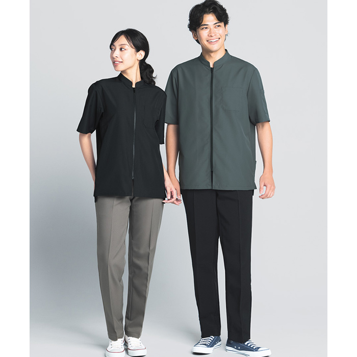 涼しい 半袖コックコート6色【兼用】軽量  暑さ対策 ジップアップ仕様　色