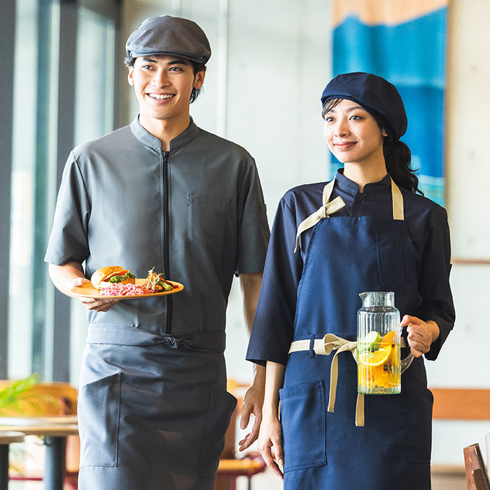 涼しい 半袖コックコート6色【兼用】軽量  暑さ対策 ジップアップ仕様　色